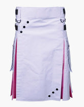 LAUTREAMONT HYBRID UTILITY KIT, WHITE AND PINK - scottish kilt jacket